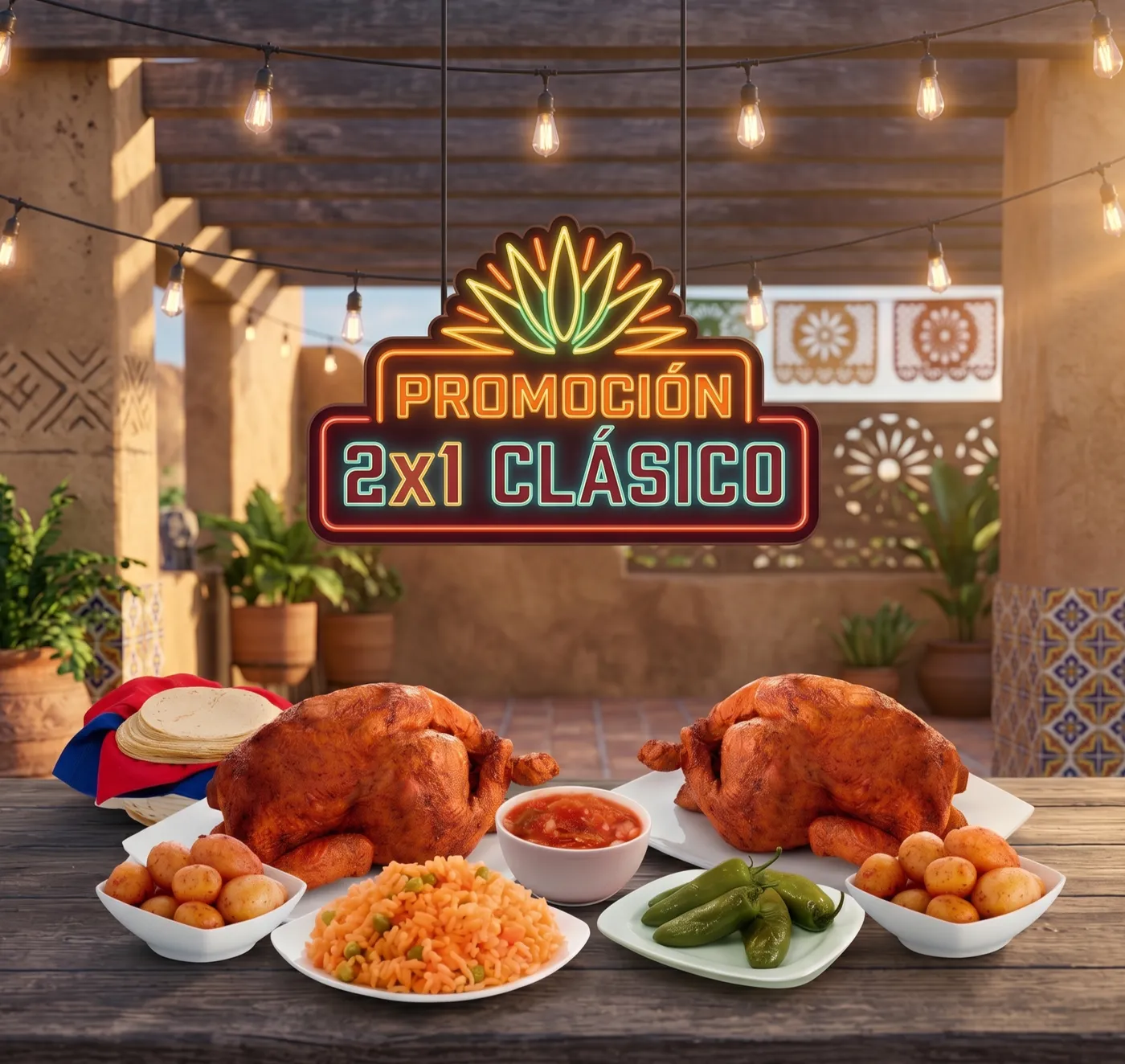 Promoción 2x1 en pollos